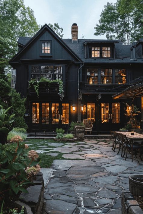 Barndominium Cottage, Dark Academia House Exterior, Cottagecore House Aesthetic, Cottagecore House Exterior, Moody Exterior, Victorian Naturalist, Modern Gothic Home, Cottagecore Houses, Cottagecore Homes