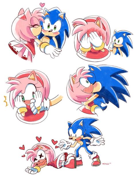 Sonic And Friends, Sonamy Comic, Amy The Hedgehog, Sonic Heroes, Sonic And Amy, Sonic Funny, Sonic Fan Characters, Blue Hedgehog, Sonic Franchise