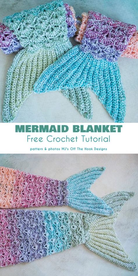 Mermaid Tale Blanket Free Crochet Patterns The mermaid tail blanket is a fun and rewarding project which will make your little girl's eyes shine like little beacons with joy. Mermaid Tail Blanket Crochet, Mermaid Tail Pattern, Crochet Mermaid Tail, Crochet Tutorial Pattern, Mermaid Tail Blanket, Confection Au Crochet, Crochet Mermaid, Crochet Simple, Haken Baby