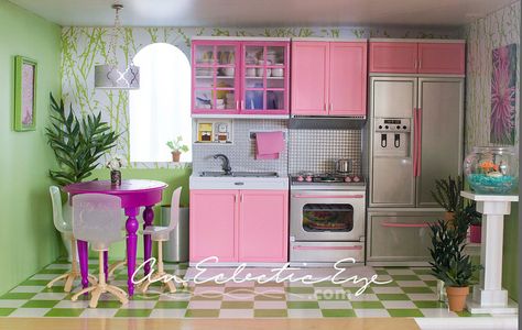 Diy Barbie Dollhouse, Barbie House Furniture, Kitchen Playset, Barbie Dollhouse, Diy Barbie House, Girls Dollhouse, Diy Barbie Furniture, Barbie Kitchen, Dolls House Interiors