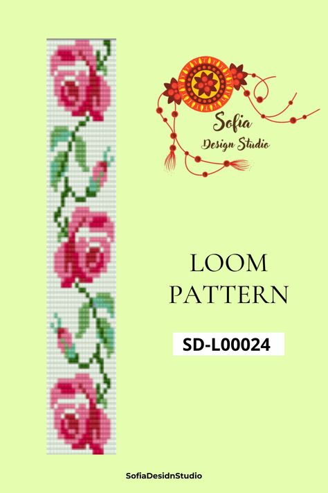 Bead loom pattern, bead loom bracelet making pattern, bracelet making DIY gift idea - buy now #beadloompattern #patternforbracelet #beadloombracelet #loombeadingpattern #beadweavingloom #digitalfile #digitalpattern Bead Loom Patterns Flowers, Beading Loom Patterns Free, Bead Designs Pattern, Loom Beading Patterns Free, Bead Loom Bracelets Patterns, Beaded Belts Patterns, Jewelry Looms, Rainbow Loom Patterns, Rainbow Loom Designs