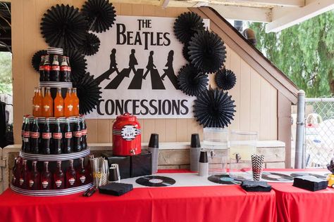 What a cool Beatles birthday party! See more party ideas at CatchMyParty.com! Beatles Party Decorations, Beatles Baby Shower, Beatles Themed Party, Beatles Birthday Party, Beatles Theme, Beatles Birthday, Beatles Party, Ideas Birthday Party, 64th Birthday