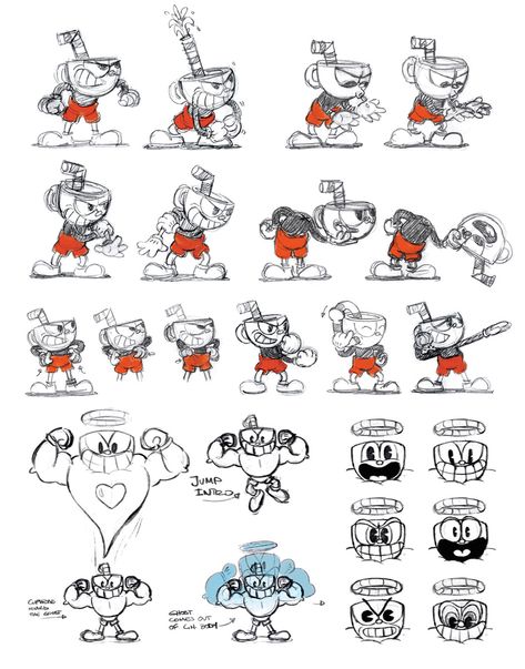 1930s Cartoons, Cuphead Art, Cartoon Drawing Tutorial, Cartoon Style Drawing, Cuphead And Mugman, Cup Head, Cartoon Fan, Cartoon Sketches, Game Concept Art