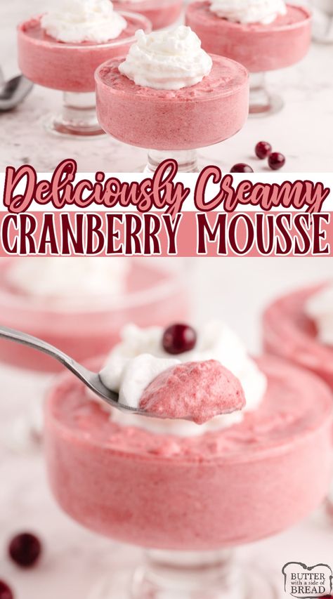 Cranberry Mousse Recipe, Jello And Whipped Cream, Cranberry Mousse, Cranberry Recipes Dessert, Fruit Treats, Cranberry Dessert, Cranberry Jelly, Jello Desserts, Christmas Baking Recipes