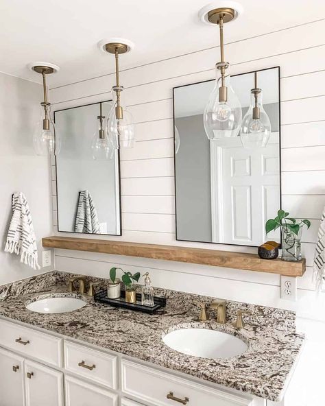 21 White Bathrooms with Wood Accents and a Wealth of Warmth White Bathroom With Wood Accents, Bathroom With Wood Accents, Jack And Jill Bathroom Ideas, Jack N Jill Bathroom Ideas, New House Bathroom, Bathroom Plans, Small Bathroom Ideas On A Budget, Jack And Jill Bathroom, Small Bathroom Ideas Modern