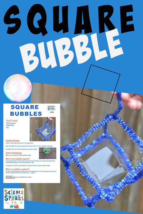 Find out how to make a square bubble with this easy science trick. A great example of bubble science and shape activity. Make your own bubble mix too. Bubble Science Experiment, Salt Experiment, Bubble Science, Science Tricks, Chemistry For Kids, Bubble Activities, Bubble Mix, Lesson Plans For Toddlers, Shapes Activities