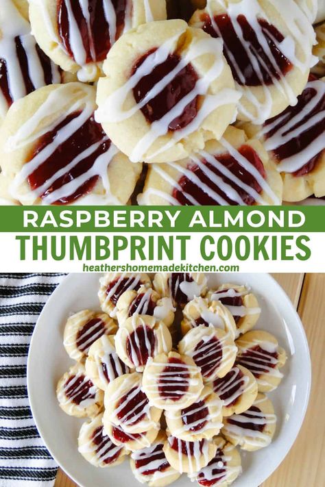 Raspberry Almond Thumbprint Cookies, Almond Thumbprint Cookies, Raspberry Thumbprint, Almond Glaze, Raspberry Thumbprint Cookies, Fruit Recipes Healthy, Impressive Desserts, Raspberry Almond, Cookie Recipes Homemade