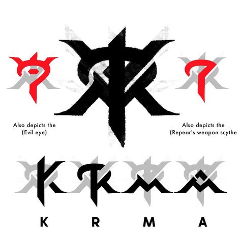 Logo monogram design for KARMA CLO Karma Logo Symbols, Karma Design Tattoos, Karma Logo, Karma Is Only A B If You Are Hoodie, Its Called Karma And Its Pronounced Ha, Karma Meme, Monogram Design, Monogram Logo, Evil Eye