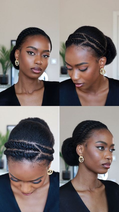 Elegant classy and simple natural hairstyles for black women with natural hair for work, church and dress up. Simple Natural Braids For Black Women, B3 Hair Styles, Wedding Hair Styles For Black Hair, Cute Simple 4c Hairstyles, Elegant Hairstyles 4c Hair, Elegant Black Hairstyles Natural, Elegant Hairstyles Natural Hair, Job Interview Hairstyles For Black Women, Curly Natural Hairstyles For Black Women Wedding