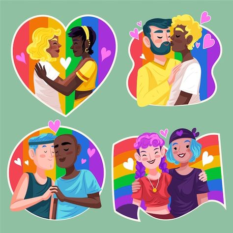 Lgbtq Illustration, Banner Ideas, Pride Colors, Pride Day, Pride Stickers, Retro Cartoons, Alam Yang Indah, Lgbtq Pride, Vector Hand