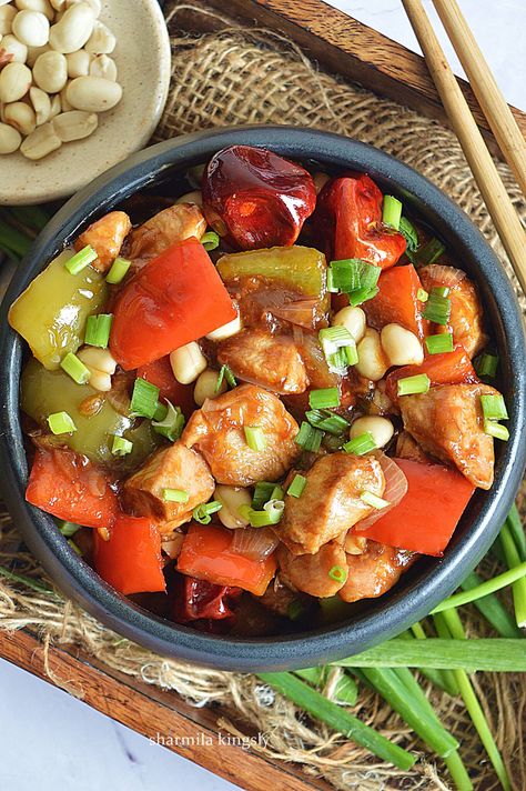 Instant Pot Kung Pao Chicken - Cook with Sharmila Trader Joes Kung Pao Chicken, Healthy Kung Pao Chicken Recipe, Pf Chang Kung Pao Chicken, Pf Changs Kung Pao Chicken, Pf Chang’s Kung Pao Chicken, Boneless Chicken Thighs, Sriracha Sauce, Low Sodium Soy Sauce, Chinese Dishes