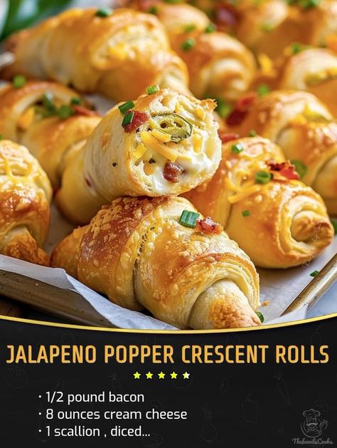 Stuffed Crescent Rolls, Jalapeno Poppers Crescent Rolls, Recipes Using Crescent Rolls, Bacon Jalapeno Poppers, Jalapeno Cheese, Tortellini Pasta, Jalapeno Recipes, Pasta Ingredients, Crescent Dough