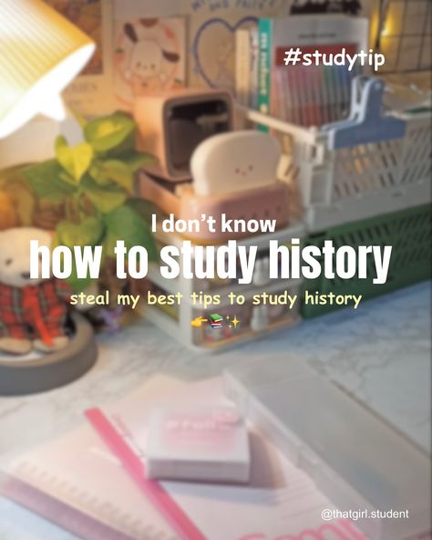 How to Study history 👉📚✨ Here are my top tips on how to study history. These tips are very simple yet very effective I hope this post is also useful to you 🩷 Follow @thatgirl.student for more 🌟 Thank you ❤️ #studytips #study #studyhacks #history how to study history #studygram #thatgirlstudent #historystudy Study Tips For History, How To Study History Effectively, How To Study For History, How To Revise, History Study Tips, How To Study History, Memorizing Tips, Tutor Aesthetic, How To Study English