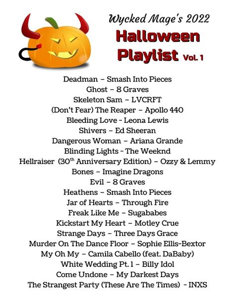 Halloween Playlist, Sophie Ellis Bextor, Don't Fear The Reaper, Jar Of Hearts, Halloween Songs, Ariana Grande Dangerous Woman, Leona Lewis, Halloween Music, The Playlist