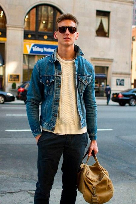 Jean Jacket Outfits, Denim Jacket Fashion, Mens Fashion Smart, Blue Denim Jacket, Denim Jacket Men, Mens Fashion Summer, Men Looks, Mens Denim, Stylish Men