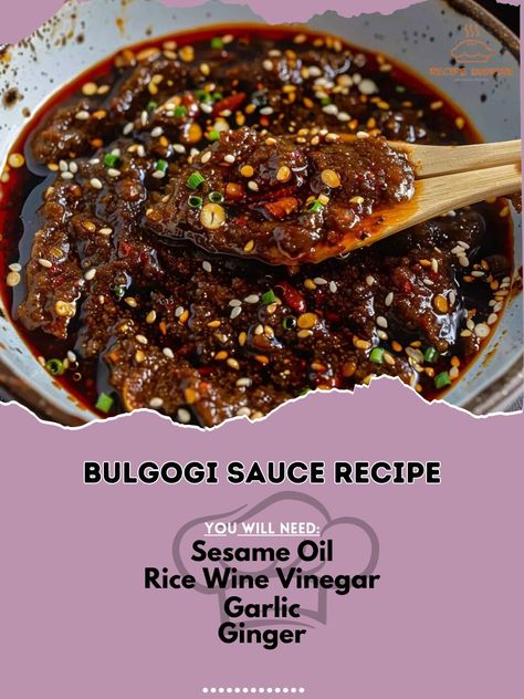 Bulgogi is a renowned Korean dish known for its tender, flavorful beef that's marinated in a savory-sweet sauce. Here’s a simple recipe for making Bulgogi sauce at home, which you can use for traditional Korean BBQ beef or even to marinate other meats. Let’s dive into the delicious world of Korean cuisine with this Bulgogi sauce recipe! Bulgogi Sauce Recipe Ingredients: Soy Sauce (1/2 cup): The base of the marinade, providing a rich, umami flavor. Brown Sugar (1/4 cup): Adds sweetness, balan... Bulgogi Sauce Recipe Easy, Bulgogi Sauce Recipe, Bulgogi Sauce, Korean Bbq Beef, Korean Side Dishes, Korean Cooking, Bbq Beef, Korean Dishes, Bulgogi