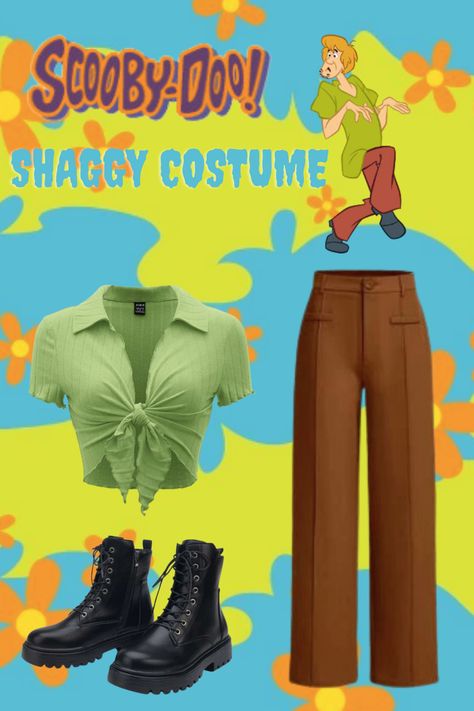 Shaggy Scooby Doo Outfits, Shaggy Outfit Aesthetic, Costume Character Ideas Women, Shaggy Girl Costume, Shaggy Costume Female, Shaggy And Scooby Costumes, Shaggy Halloween Costume, Shaggy Cosplay, Scooby Doo Disfraz