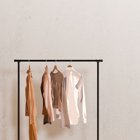 Cloth hanging on the rack vector | free image by rawpixel.com / Aew Clothes Hanger Rack, Boutique Logo Design, Preloved Clothes, Hanger Design, Beige Coat, Image Ideas, Boutique Logo, Clothing Logo, Free Vectors