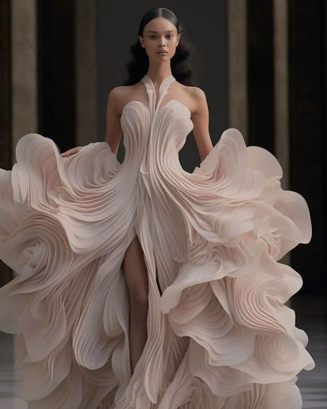 Creative Dress, Mini Dress Outfit, Unique Wedding Dresses, Runway Fashion Couture, High Fashion Dresses, Outfit Night, Couture Mode, Weird Fashion, فستان سهرة