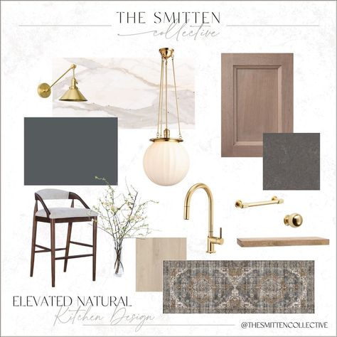 Krystal Smit | Decor + Styling on Instagram: “Which kitchen mood board is your fav - 1, 2, or 3? The ideas for my kitchen remodel have been swirling you guys… like I wake up thinking…” Brass Kitchen Hardware Brown Cabinets, Modern Airy Kitchen, White Oak White Kitchen, Kitchen Backsplash Ideas Oak Cabinets Modern, White Oak And Brass Kitchen, Mcgee And Co Kitchen Backsplash, White Oak With Gold Hardware, Natural Kitchen Mood Board, Kitchen Boards Ideas