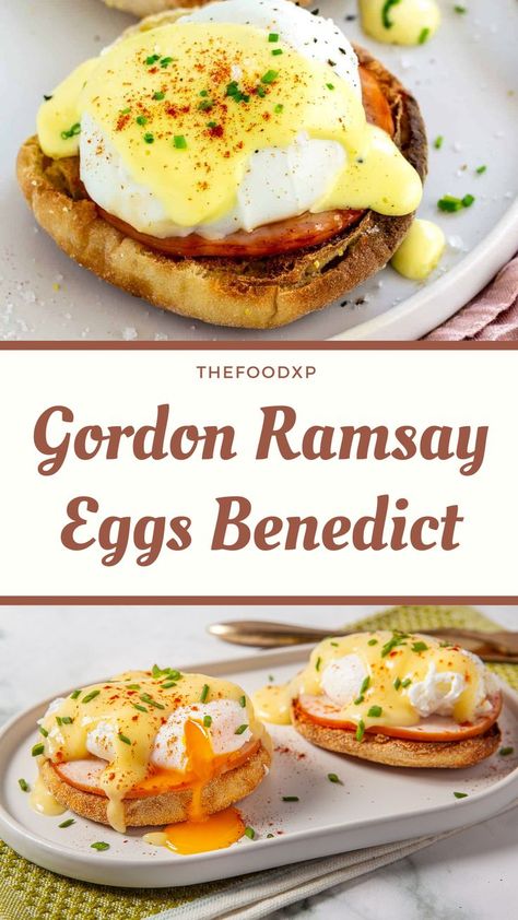 Gordon Ramsay Egg Benedict is a popular breakfast dish by Gordon Ramsay. You'll love the golden hollandaise seasoned with herbs, salt, and pepper. You can pair this dish with breakfast potatoes, simple salads, or wilted greens. #gordonramsay #eggsbenedict #eggsbenedictcasserole #eggsbenedictrecipe #eggsbenedictvariations #eggsbenedicteasy #eggsbenedictquiche #gordonramsayeggsbenedict Gordon Ramsay Eggs Benedict, Gordon Ramsay Eggs, Gordon Ramsay Dishes, Wilted Greens, Gordon Ramsey Recipes, Celebrity Chef Recipes, Simple Salads, Eggs Benedict Recipe, Gordon Ramsay Recipe