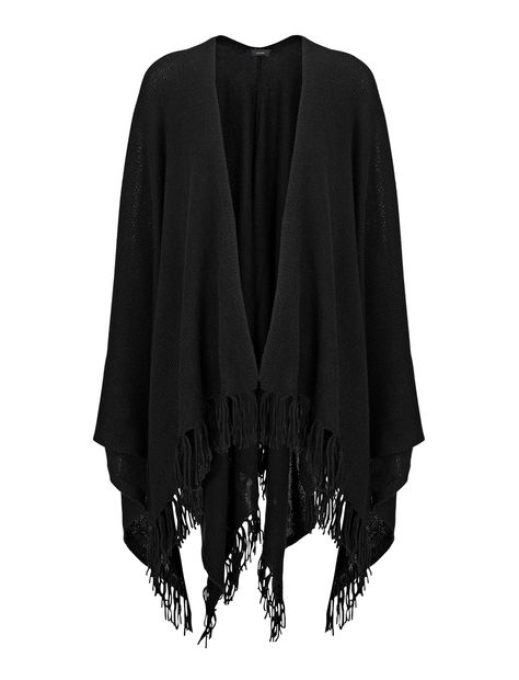 Spring Cashmere Poncho alternative image Open Front Poncho, Womens Poncho, Fringe Shawl, Cashmere Poncho, Knitted Cape, Fringed Poncho, Black Wrap, Women Shawl, Poncho Cape