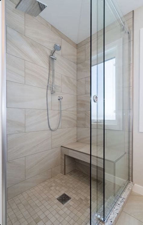 Custom Shower With Bench, Modern Shower With Bench, Shower Floor Tile Non Slip, Standing Shower With Bench, Shower With Seat Ideas, Shower Seats Built In, Small Shower With Bench, Tiled Shower With Bench, Tile Shower With Bench