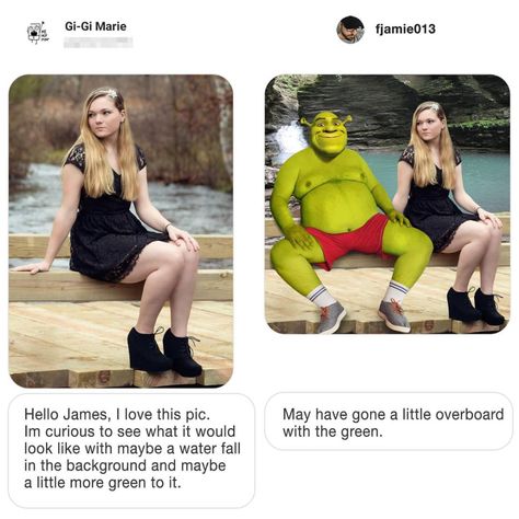 Photoshop Expert Trolls the Internet With His Hilariously Literal Photo Edits Funny Photo Editing, James Fridman, Funny Photoshop, Professional Graphic Design, Genuine Smile, Big Muscles, Angel Tattoo, Can't Stop Laughing, People Online