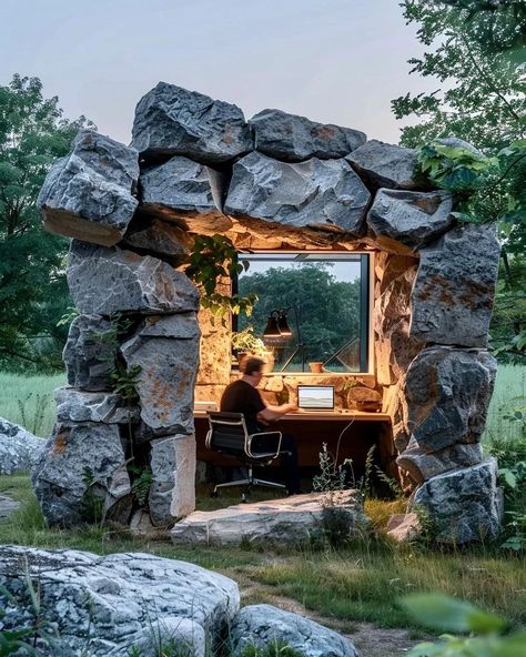 Dream Backyard Office Ideas 💚 1, 2, 3...10? ᅠ ᅠ ᅠᅠ ᅠ ᅠ By @shael.ai #backyard #homegarden #backyarddesign #backyardgarden #homeoffice… | Instagram Cob Homes, House In Mexico, Woods Ideas, Fragrance Oil Burner, Houses In Mexico, Garden Magic, Cave House, Backyard Office, Cob House