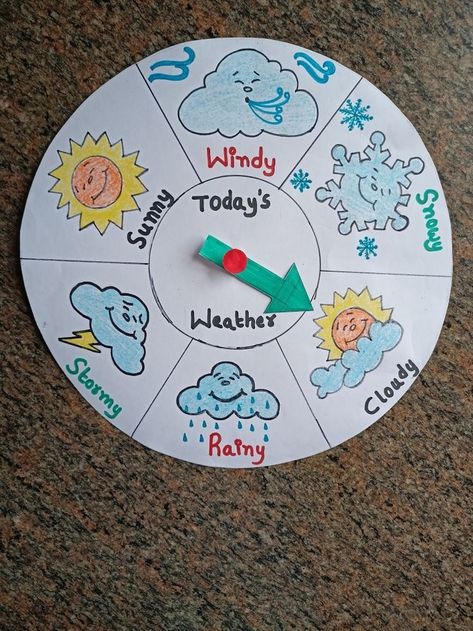 Weather Chart Kindergarten, Weather Decoration Preschool, Weather Teaching Ideas, Whether Chart For Preschool, Chart Project Ideas For School, Weather Chart Ideas For Preschool, Learning Weather Preschool, Weather Chart For Classroom, Teaching Weather Kindergarten