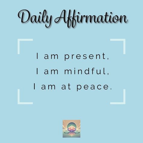 Today’s Affirmation: “I am present, I am mindful, I am at peace.” 🌿 Repeat this throughout your day to center yourself. #dailyaffirmation #mindfulness #peace #spiritualgrowth Present Affirmations, I Am Present, I Am At Peace, Center Yourself, Daily Affirmation, At Peace, Daily Affirmations, Spiritual Growth, Daily Inspiration