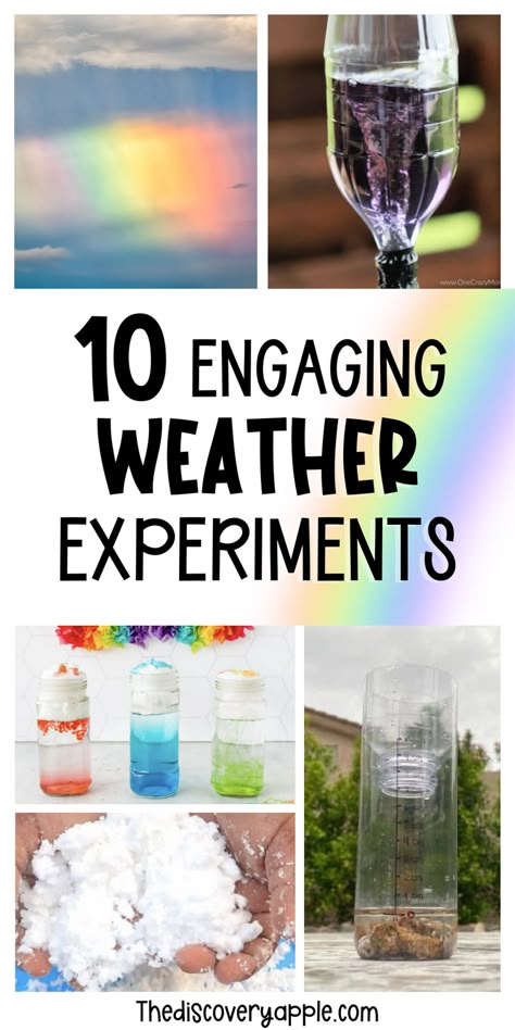 Dive into the fascinating world of weather with these 10 hands-on activities for kids! From cloud experiments to rainbow crafts, your little meteorologists will love learning while they play. Plus, explore extra resources to enhance the fun and educational experience. Perfect for homeschooling, rainy days, or just sparking curiosity about the world around us! #weatheractivities #kidsactivities #STEMforkids Weather Science For Preschool, Around The World Science Experiments, Make It Rain Science Experiment, Weather Experiments For Kindergarten, Weather 2nd Grade Activities, Making Clouds Experiment, Weather Activities Special Education, Weather Activities For 3rd Grade, Cold Weather Experiments For Kids