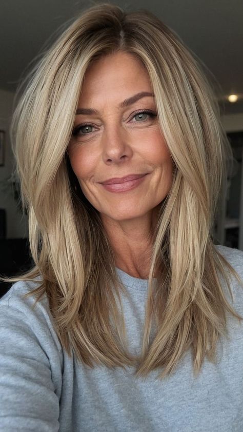 Medium Length Face Frame Haircut, Modern Layers Long Hair, Long Fine Hair With Layers Side Part, Mid 30s Haircuts Women, Long Layered Haircuts Low Maintenance, Layered Haircut With Side Part, Mom Haircut Straight, Long Hair Layers Bangs Round Face, Layered Hair Medium Thick Hair