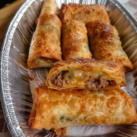 Philly Cheesesteak Egg Roll Philly Cheesesteak Eggrolls, Rolled Dumplings Recipe, Eggroll Recipes, Awesome Sandwiches, Dumplings Recipes, Cheesy Rolls, Egg Roll Ingredients, Egg Roll Filling, Boneless Ribs