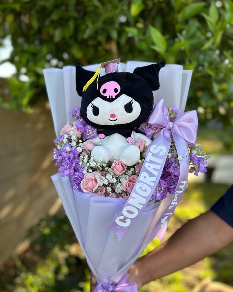 Kuromi graduation bouquet 💜✨ • • • #inlandempire #florist #graduationbouquet #kuromi Kuromi Graduation, Kuromi Bouquet, Graduation Cap Decoration Diy, Graduation Bouquet, Cap Decoration, Graduation Cap Decoration, Cap Decorations, Decoration Diy, Graduation Cap