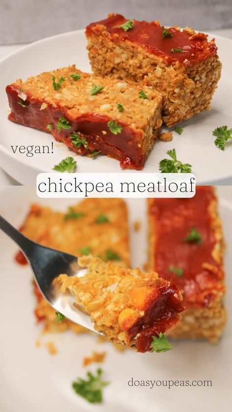 Vegan Chickpea Meatloaf - Do As You Peas Chickpea Meatloaf, Recipe With Chickpeas, Vegetarian Meatloaf, Vegan Mashed Potatoes, Vegan Chickpea, Vegan Bread, Meatloaf Recipe, The Next Day, Chickpeas