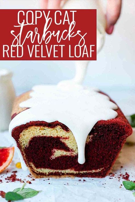 Red Velvet Marble Loaf Cake, Starbucks Loaf Cake Recipes, Red Velvet Coffee Cake, Red Velvet Loaf Cake Starbucks, Red Velvet Loaf Cake Recipe, Starbucks Red Velvet Loaf Cake Recipe, Starbucks Bread Recipes, Red Velvet Cake Loaf, Red Velvet Bread Loaf