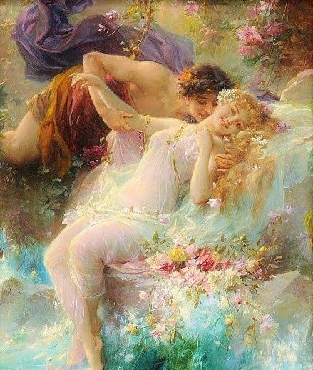 Hans Zatzka, Istoria Artei, Fairy Paintings, Romantic Paintings, Rennaissance Art, Romance Art, Tableau Art, Classic Paintings, Fairytale Art