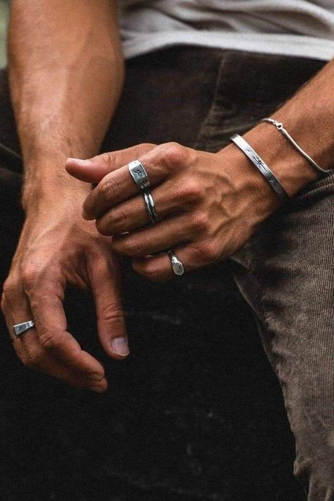 Hands With Rings, Mens Rings Fashion, Mens Accessories Jewelry, Recycled Silver, Mens Accessories Fashion, Men's Rings, Butterfly Design, Individual Style, Fashion Rings