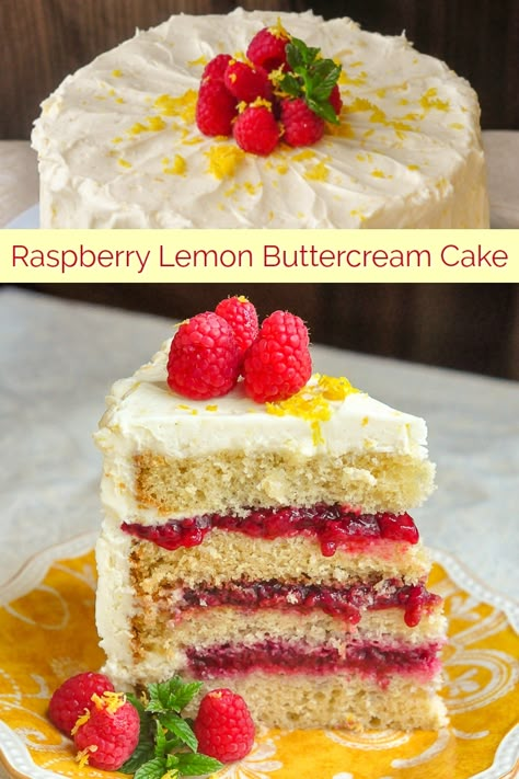 Lemon Buttercream Icing, Raspberry Lemon Cakes, Raspberry Compote, Lemon Cake Easy, Lemon Buttercream Frosting, Outdoor Cooking Recipes, Rock Recipes, Lemon Buttercream, Buttercream Frosting Recipe