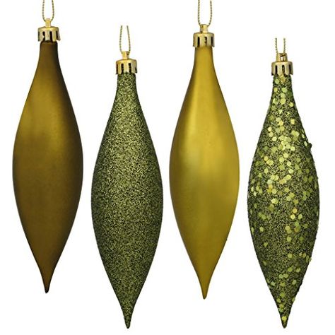 Vickerman Olive Shiny Matte Glitter Sequin Drop Christmas Tree Ornaments Vickerman Christmas Tree, Gold Christmas Ornaments, Christmas Ornament Sets, Kelly Clarkson, Decoration Christmas, Gold Christmas, Green Christmas, Picture Light, Tree Decor