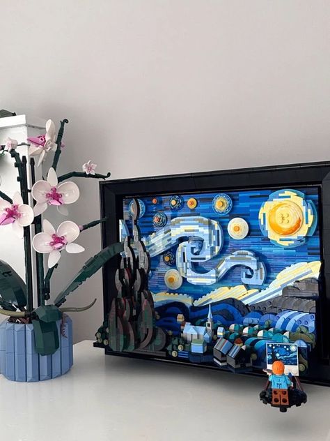 Starry Night Lego Aesthetic, Up Lego House, Lego Starry Night, Lego Up House, Lego House Decor, Aesthetic Lego Sets, Lego Decorations Room, Lego Sets Aesthetic, Legos Aesthetic