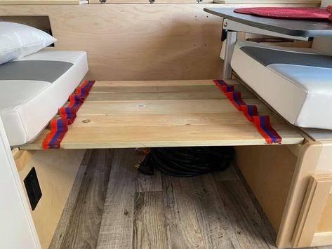 Diy Camper Table To Bed, Rv Table To Bed, Camper Dinette Into Bed, How To Build An Rv Dinette, Dinette Bed, Removing Dinette In Camper, Travel Trailer Dining Table / Bed Extension, Camper Table, Homemade Beds