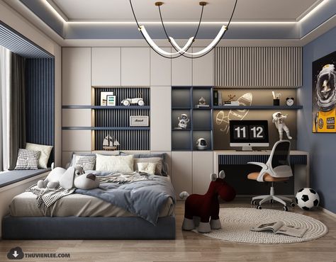 Boys Bedroom Modern, Modern Boys Bedroom, Modern Kids Room Design, Kids Room Interior, Cutie Cat, Bakery Store, Boys Bedroom Makeover, Interior Model, Kids Room Interior Design