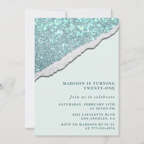 21st birthday invitations Sparkle Glam Glitter 65th Birthday Invitations, 75th Birthday Invitations, 90th Birthday Invitations, 70th Birthday Invitations, 46th Birthday, 80th Birthday Invitations, 42nd Birthday, 41st Birthday, 16th Birthday Invitations