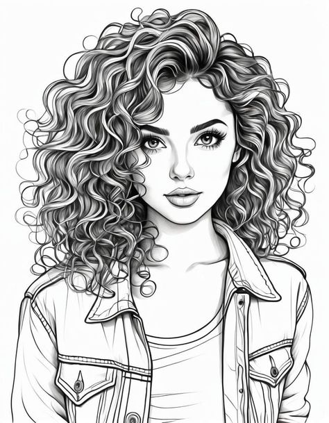 People Coloring Pages For Grown Ups, Realistic Coloring Pages, Vinyle Cricut, People Coloring Pages, Pelo Anime, Color Drawing Art, Flower Graphic Design, Canvas Drawing, Adult Colouring Pages