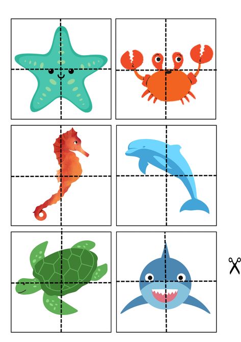 Sea animal. Puzzles. Kids activity. Fun learning. Aquatic Animals Craft Preschool, Sea Animal Toddler Activities, Aquatic Animals Preschool Activities, Fishing Activities For Preschool, Sea Animal Activities Preschool, Sea Animal Activities For Toddlers, Water Animals Activities For Kids, Sea Animals Activities For Preschool, Sea Animals Activities