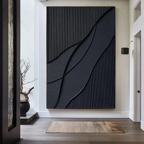 Large Black Plaster Painting Modern Art Large Framed Black 3d Texture Art luxury Wall Art For Sale Foyer Design Ideas, Foyer Designs, Entryway Art, Minimalist Artist, Entryway Design, Plaster Wall Art, Diy Canvas Wall Art, Modern Entryway, Custom Frames