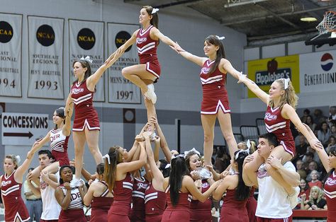 Dance Stunts, Pyramid Cheer Stunts, 8 Person Cheer Pyramid, 5 Stunt Group Pyramid, Cheer Motions, Pyramid Stunts Cheer, Highschool Cheer Pyramids, Cheer Pyramids, College Pyramids Cheer Stunts