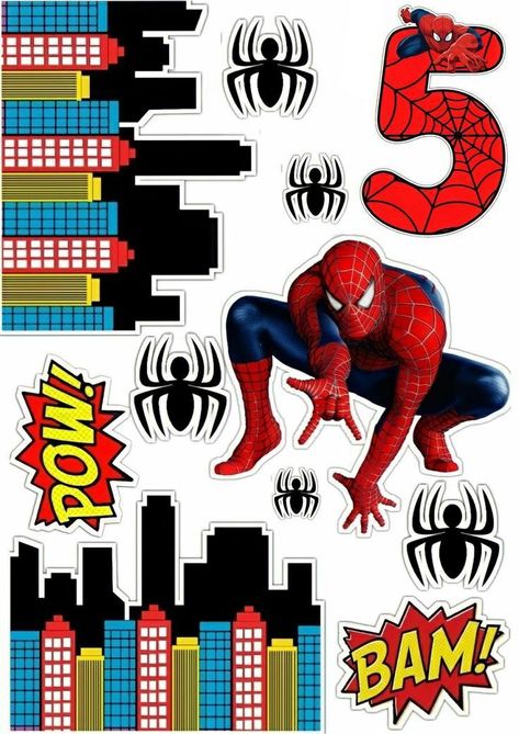 Cake Topper Spiderman, Topper Spiderman, Spiderman Cupcake Toppers, Spiderman Topper, Spiderman Cupcakes, Spiderman Stickers, Spiderman Cake Topper, Lol Doll Cake, Diy Cake Topper Birthday